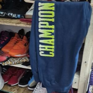 Champion Men Navy Joggers with Neon Logo